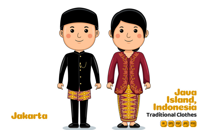 Jakarta Indonesia Traditional Cloth 02 Vector Graphic