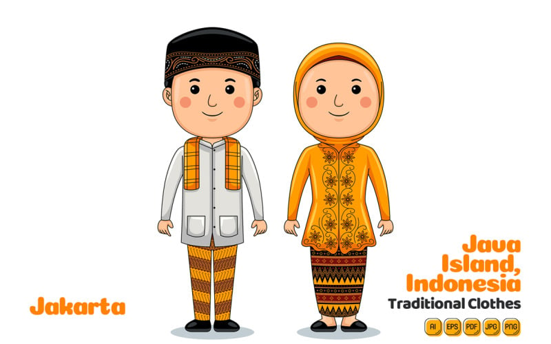 Jakarta Indonesia Traditional Cloth 04 Vector Graphic
