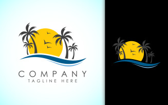 Modern Tropical Beach Logo Design