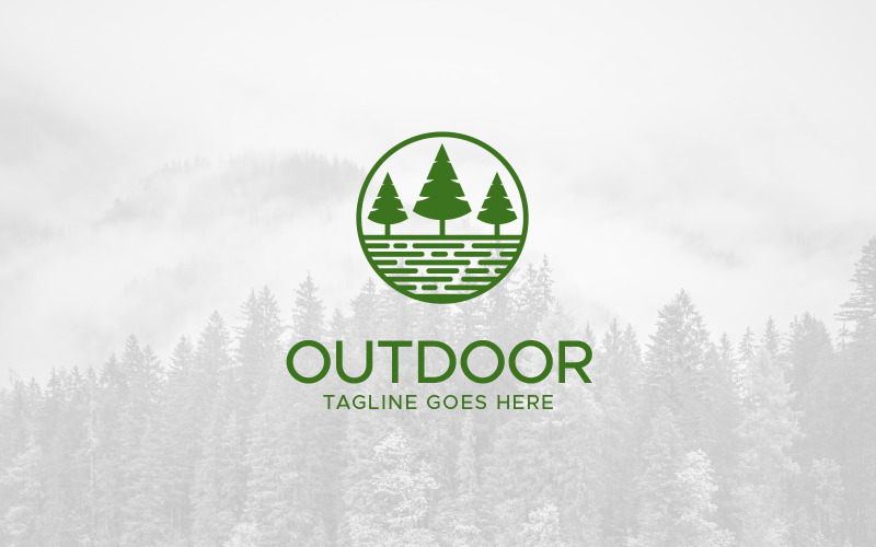 Outdoor landscape nature pine tree logo design template Logo Template
