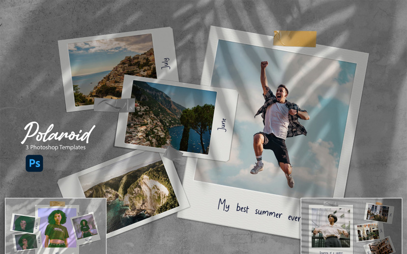 3 Polaroid Photo Templates Illustration