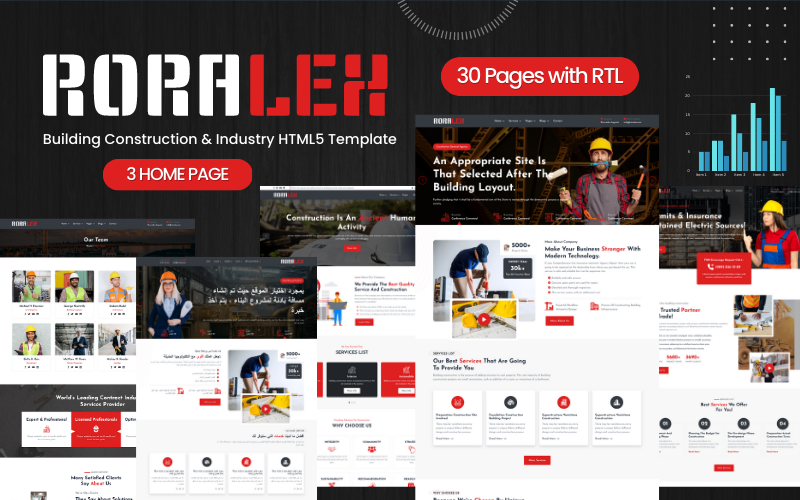 RORALEX - Building Construction & Industry HTML5 Template with RTL Website Template