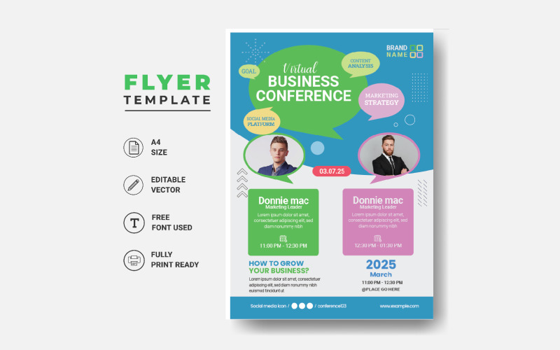 Virtual Business Or Corporate Conference Template In A4 Size, Virtual Business Corporate Identity