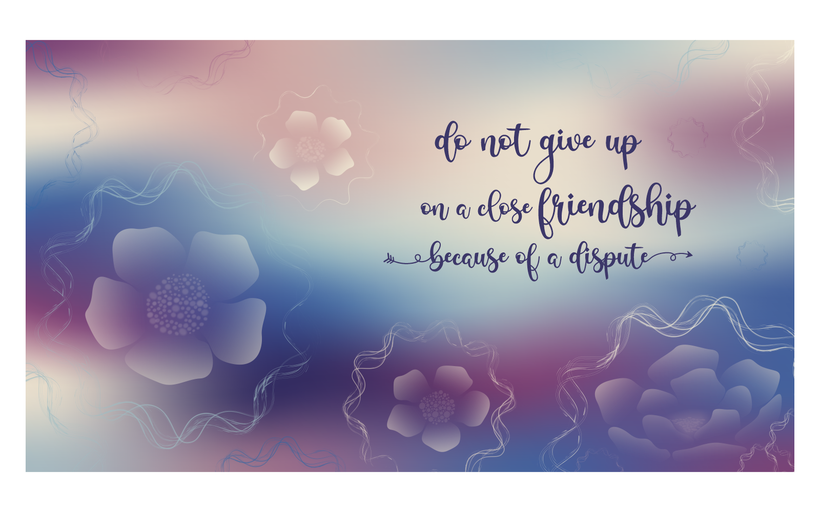 Multi-color Inspirational Background Image 14400x8100px with Message of Respecting Friendship