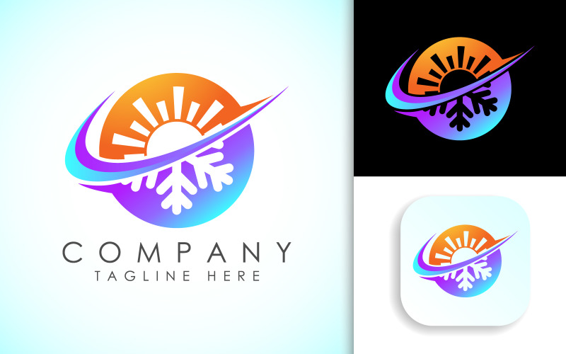 Air Conditioning, Hot and Cold Symbol. Logo Template