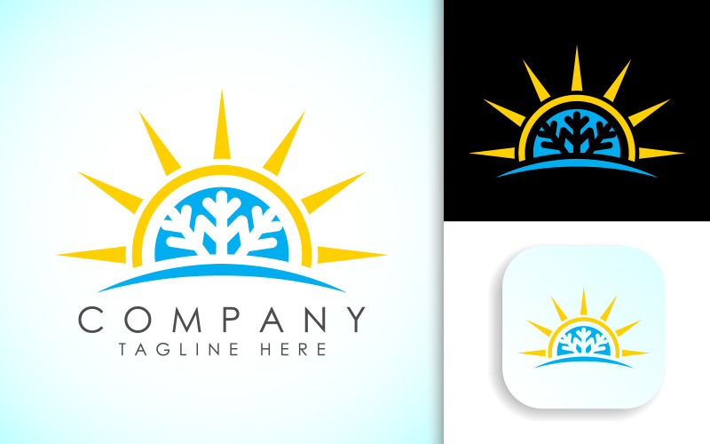 Air Conditioning Logo, Hot and Cold Symbol. Logo Template