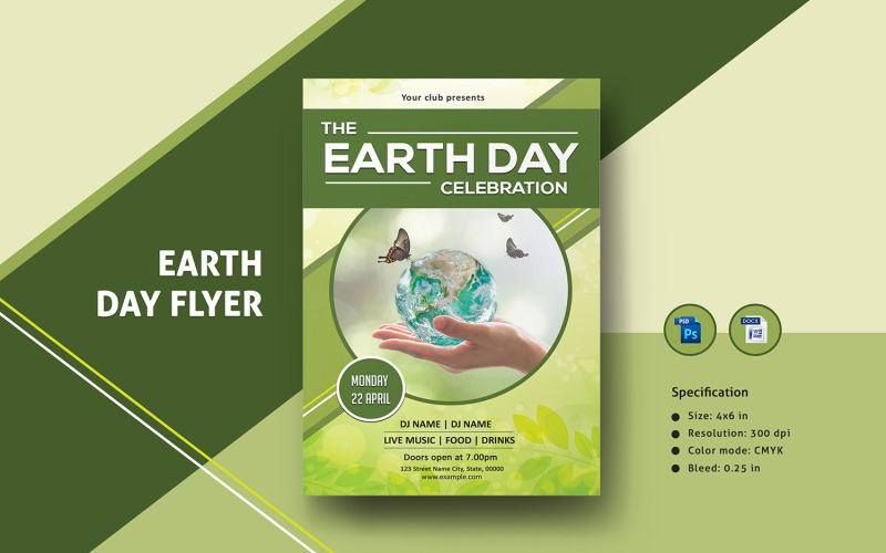 Earth Day Event Invitation Flyer Template Corporate Identity