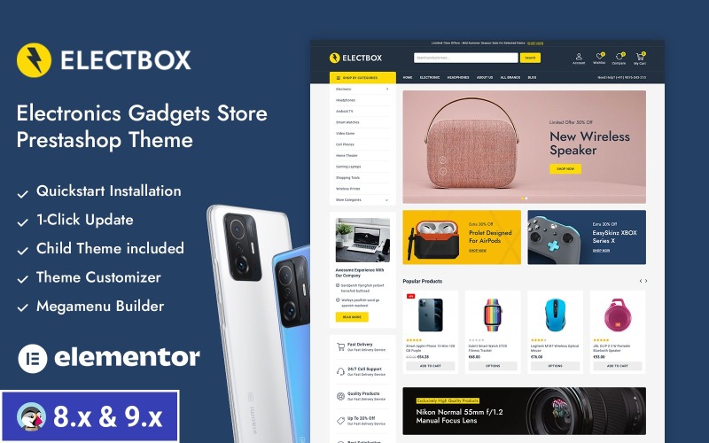 Electbox - Smart Electronics Gadgets Store Prestashop Responsive Theme PrestaShop Theme