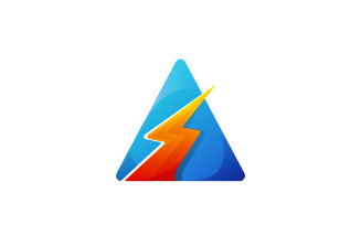 Letter A Logo or Triangle Shape Icon Design with Lightning Element