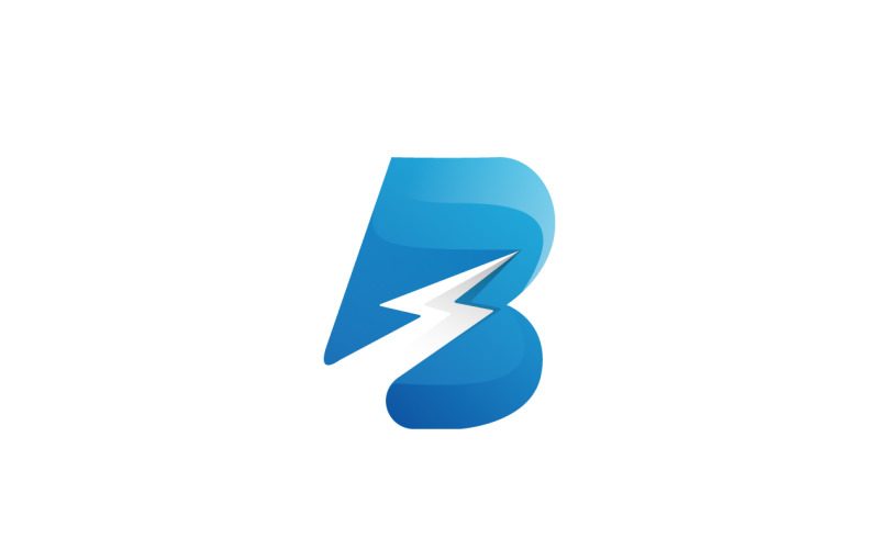 Letter B Logo Design with Lightning Symbol Element Logo Template