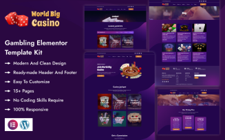 World Big Casino - New Gambling Website Elementor Template Kit