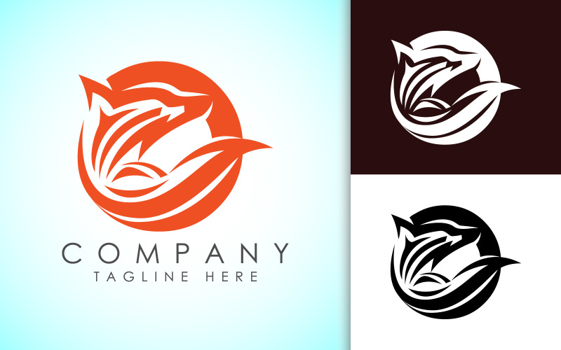 Fox logo, Abstract fox in circle Logo Template