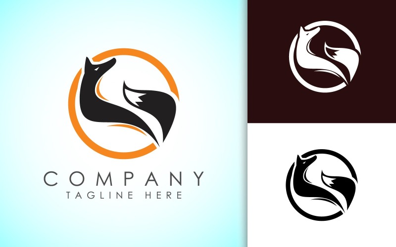 Fox logo design, Abstract fox in circle Logo Template