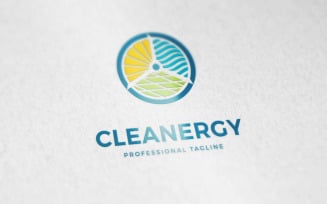 Clean Energy or Solar Energy or Wind Energy Logo