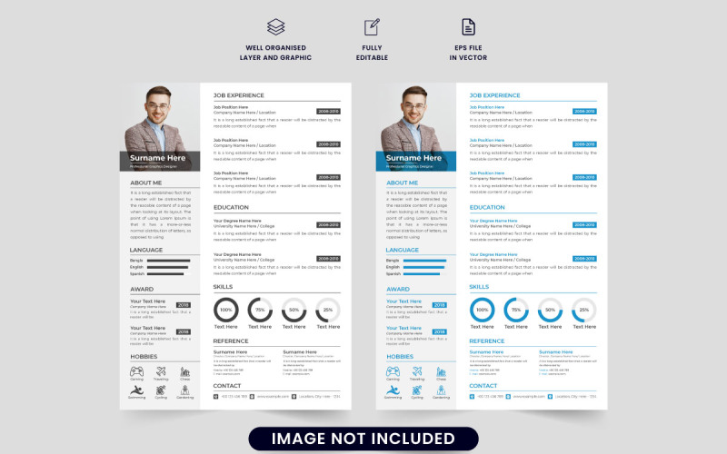 Company Resume and CV Template Vector Resume Template