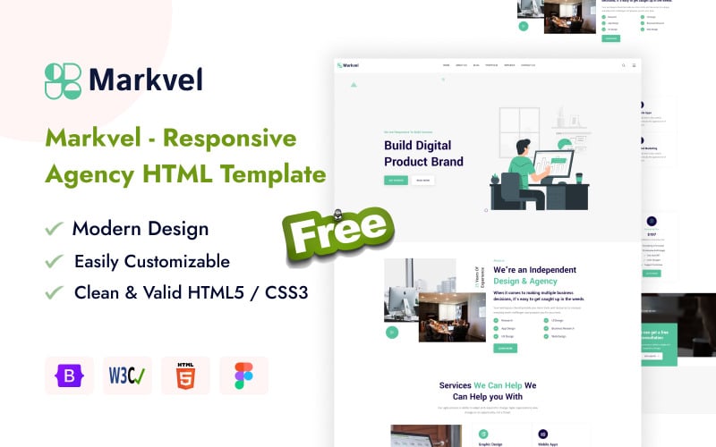 Markvel - Free Responsive Agency HTML Template Website Template