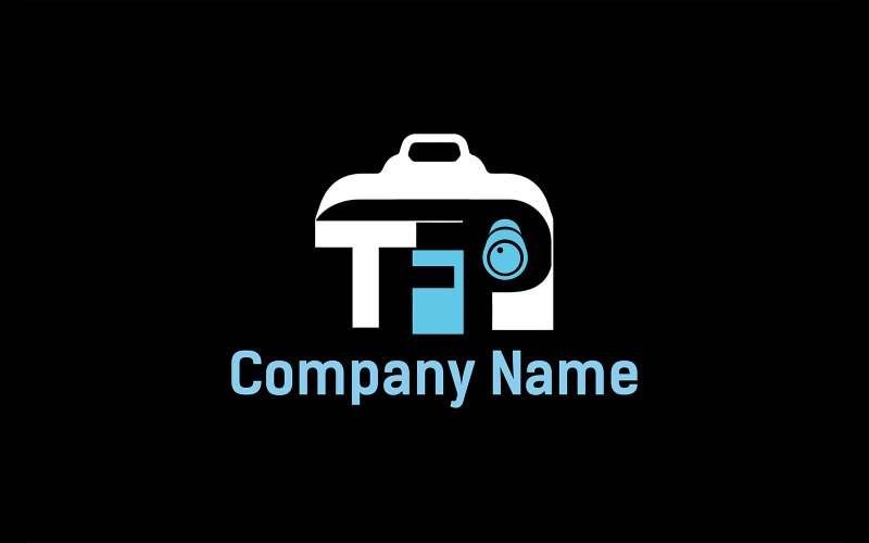 Minimal TFP Camera Logo Design Template Blue and White Logo Template