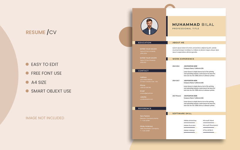 Modern and Minimal Resume or CV PSD Template Resume Template
