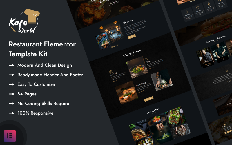 KafeWorld - Restaurant Elementor Template Kit Elementor Kit