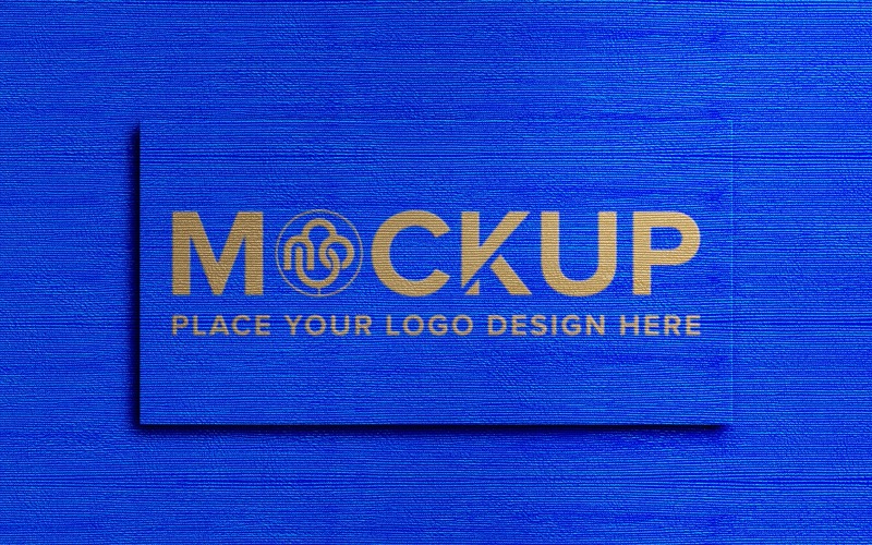 Logo mockup on blue fabric background texture Product Mockup