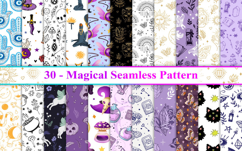 Magical Seamless Pattern, Mystical Seamless Pattern, Zodiac Seamless Pattern,