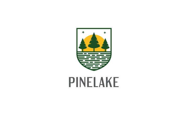 Pine lake Outdoor Nature Landscape Logo design template Logo Template