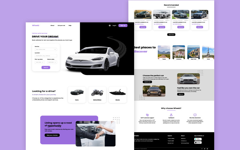 Car Rental Landing Page UI Template Design UI Element