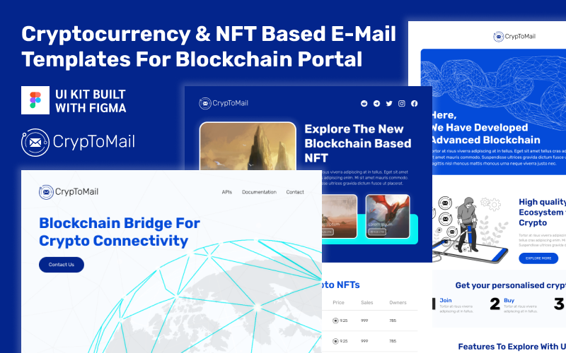 Crypto Mail Newletters UI Kit | Figma UI Element