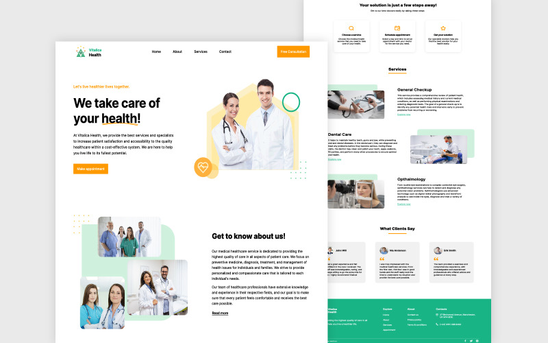 Medical Healthcare Landing Page UI Template UI Element