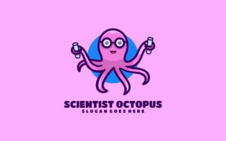Octopus Scientist Cartoon Logo