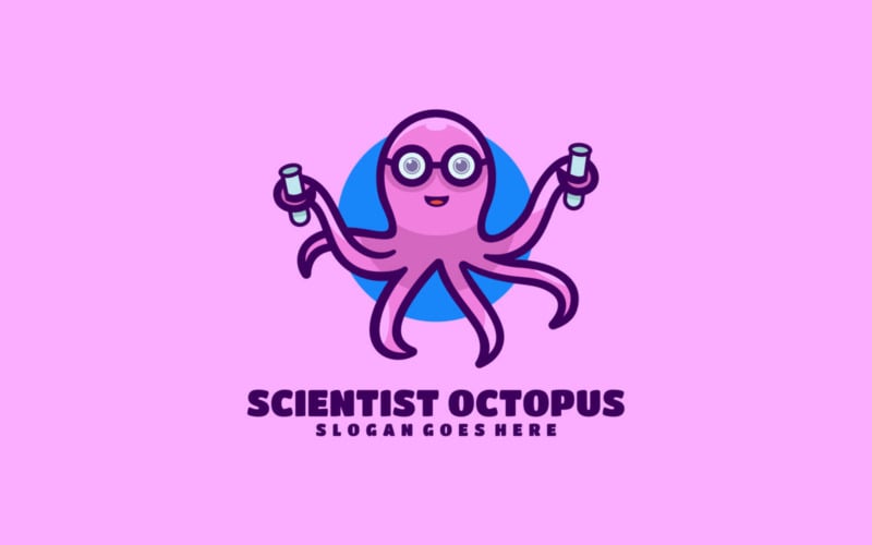 Octopus Scientist Cartoon Logo Logo Template