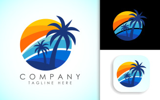 Beach logo design template 2