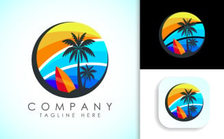 Beach logo design template vector