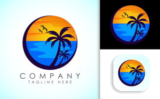 Beach logo design vector illustration