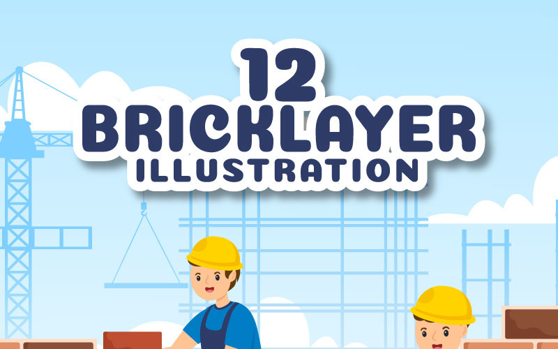 12 Bricklayer Worker Illustration