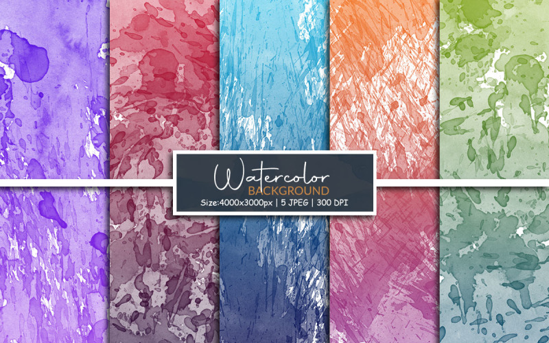 Colorful paint splatter texture background, Watercolor digital paper, Scrapbook Paper background Background