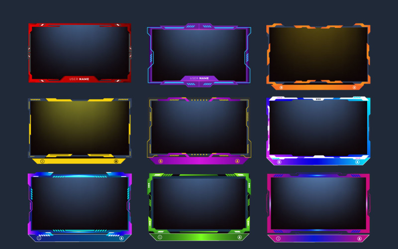Gaming screen panel overlay template Vector Graphic