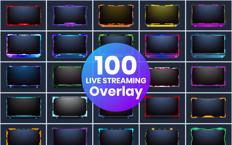 Live streaming overlay bundle design Vector Graphic
