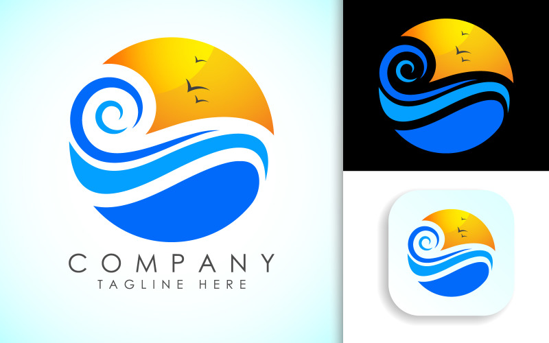 Simple unique tropical beach logo Logo Template