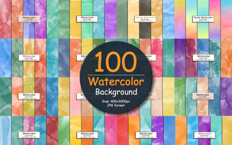 100 watercolor digital paper and texture background bundle Background