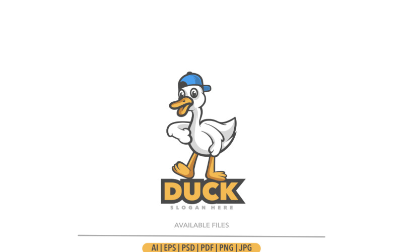 Duck mascot cute cartoon logo template Logo Template