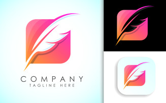 Feather logo design vector template