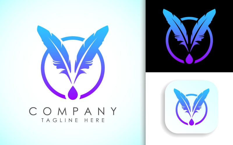 Feather logo for a writer or publishers3 Logo Template