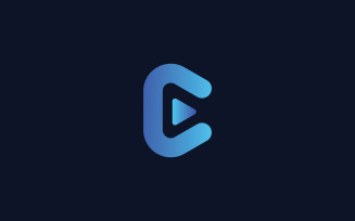 letter C Logo, Play Button, Online Video Streaming Logo