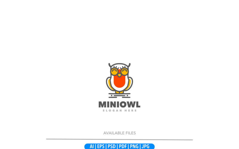 Mini owl cute cartoon logo template Logo Template