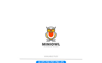 Mini owl cute cartoon logo template