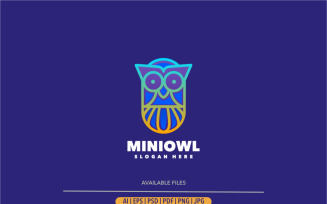 Owl line gradient colorful logo template