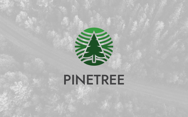 Pine tree circle natural logo design template Logo Template