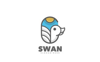Swan badge cartoon logo template