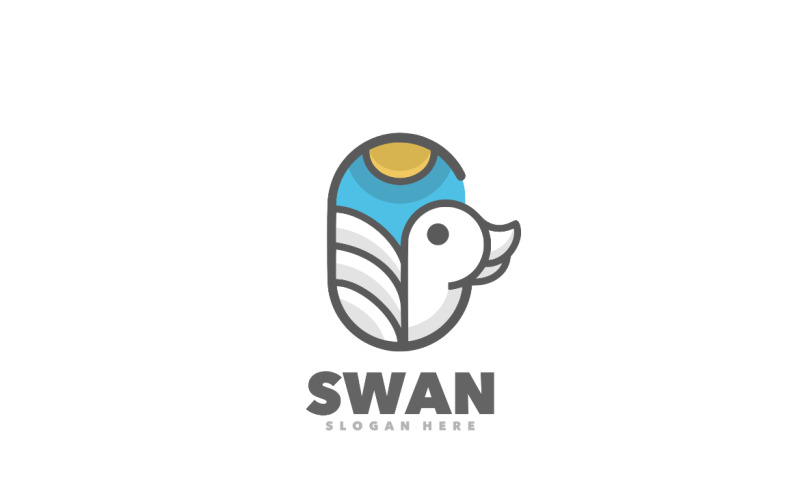 Swan badge cartoon logo template Logo Template